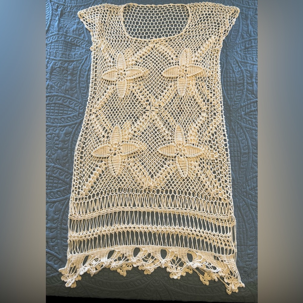 Hand Knit Crocheted Beach Cover Up